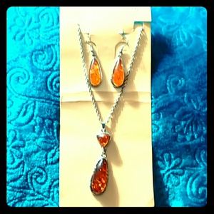 NWOT Amber and Silver Set